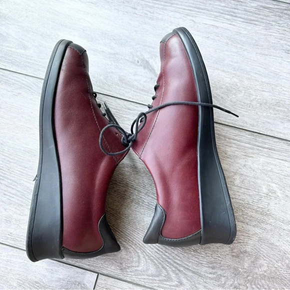 FINN COMFORT Dijon Burgundy/Red Leather Lace Up Loafers Made In Germany - Picture 11 of 16